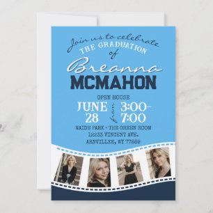Baby Blue & Navy Filmstrip 5 Foto Afstuderen Kaart