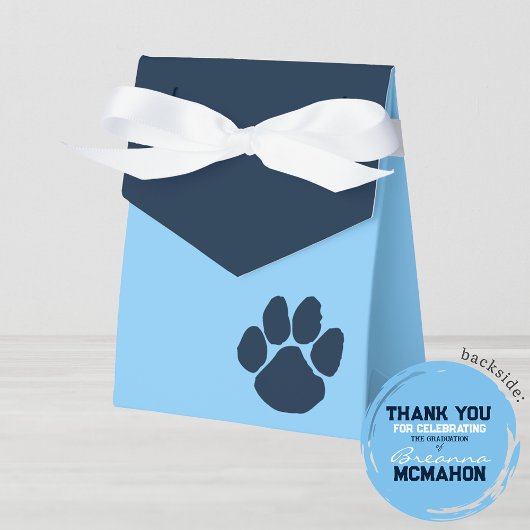Baby Blue & Navy Pawprint Afstuderen Favor Boxes Bedankdoosjes