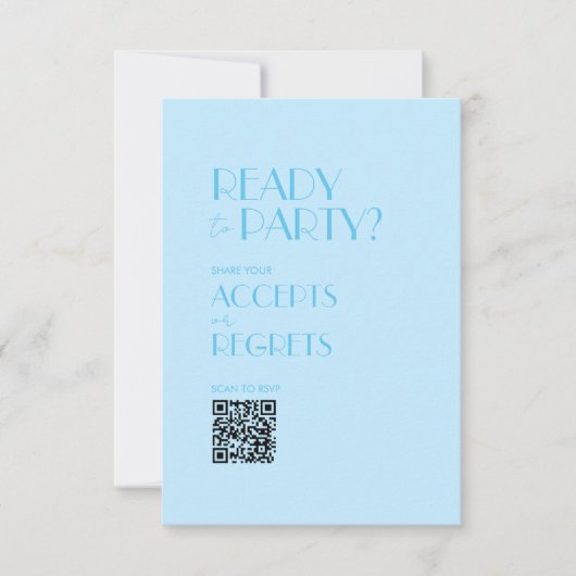 Baby Blue Ocean Bold Mariage code QR carte RSVP (Devant)