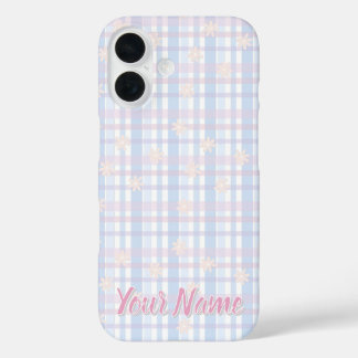 Baby Blue Pastel Gestreepte Hoesteltelefoonhoes - iPhone 16 Hoesje