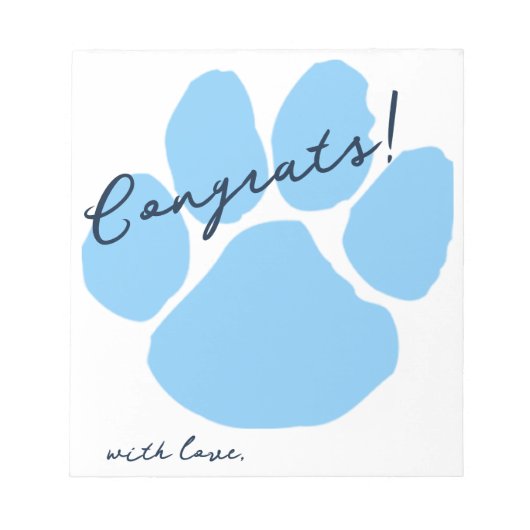 Baby Blue Pawprint Laat het Afstudeerder een Note Notitieblok (Voorkant)