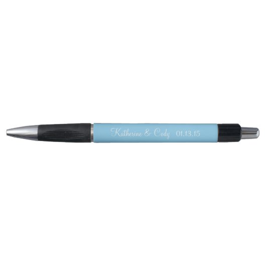 Baby Blue Personalized Weddenschappen Pen (Voorkant)