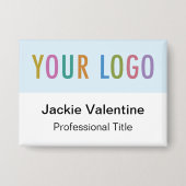 Baby Blue Pin Back Badge Naam Tag Button met Logo (Voorkant)
