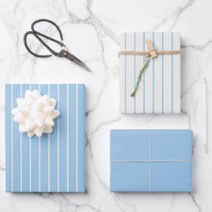 Baby Blue Pinstripe - Klassiek Minimalisme Inpakpapier Vel