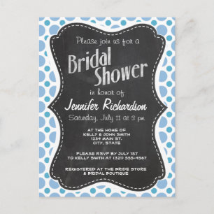 Baby Blue Polka Dots;  alkbord Uitnodiging Briefkaart