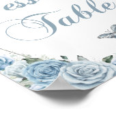 Baby Blue Princess Butterflies Silver Dessert Sign Poster (Hoek)