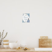 Baby Blue Princess Butterflies Silver Dessert Sign Poster (Keuken)