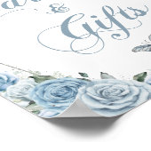 Baby Blue Princess Butterflies Silver Kaarten Gift Poster (Hoek)