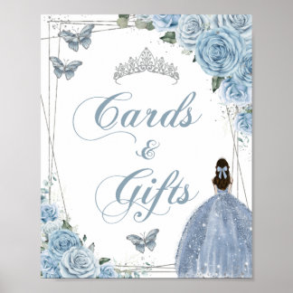 Baby Blue Princess Butterflies Silver Kaarten Gift Poster