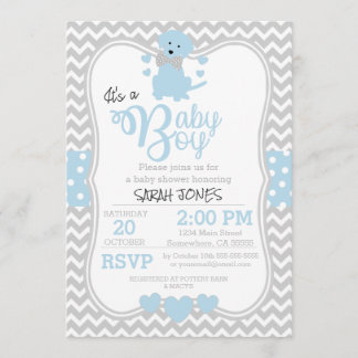 Baby Blue Puppy Baby shower Uitnodiging