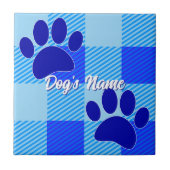 Baby Blue Puppy Paw-printers Aangepaste naam Tegeltje (Voorkant)