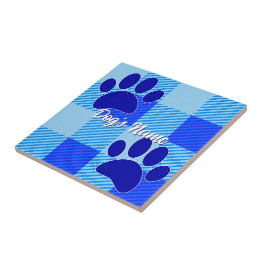 Baby Blue Puppy Paw-printers Aangepaste naam Tegeltje (Zijkant)