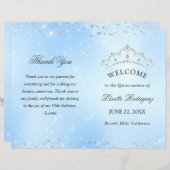 Baby Blue Quinceanera-programma (Voorkant / Achterkant)