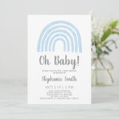 Baby Blue Rainbow Baby shower Boy Invitation (Debout devant)