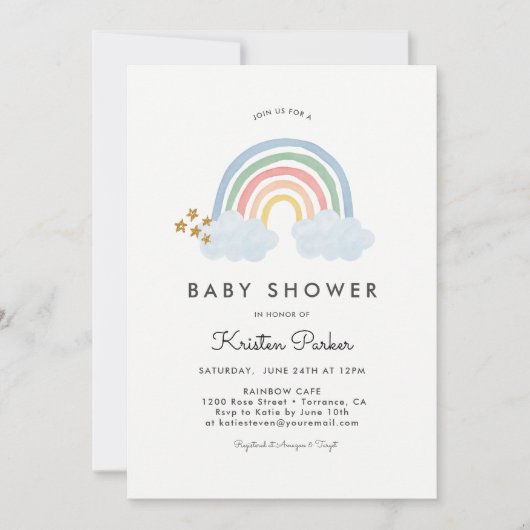 Baby Blue Rainbow Baby shower Cartes d'invitation (Devant)