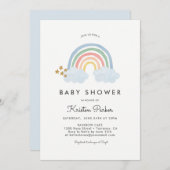 Baby Blue Rainbow Baby shower Cartes d'invitation (Devant / Derrière)