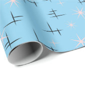 Baby Blue Retro Atomic Age Cadeaupapier (Rol Hoek)