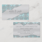 Baby Blue Ripped Damask Interior Design Visitekaartje (Voorkant / Achterkant)