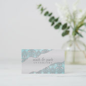 Baby Blue Ripped Damask Interior Design Visitekaartje (Staand voorkant)