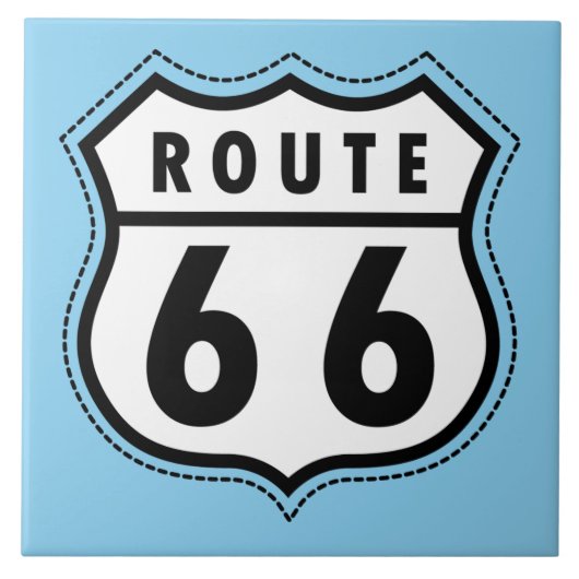 Baby Blue Route 66 teken Tegeltje (Voorkant)