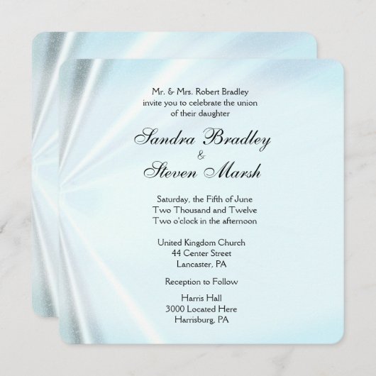 Baby Blue Satin Wedding Invitations Kaart (Voorkant / Achterkant)