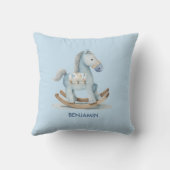 Baby Blue Schommelpaard Naam Kussen (Achterkant)