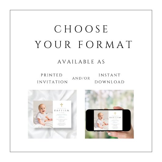 Baby Blue Script Kruis Jongen Foto Doop Kaart