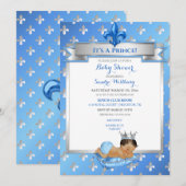 Baby Blue & Silver Fleur de Lis Etnic Prince Kaart (Voorkant / Achterkant)
