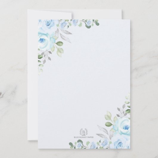 Baby Blue Silver Flower Vrijgezellenfeest Tea Part Kaart (Achterkant)