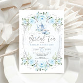 Baby Blue Silver Flower Vrijgezellenfeest Tea Part Kaart