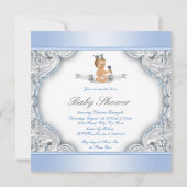 Baby Blue Silver Prince Baby shower Kaart (Achterkant)