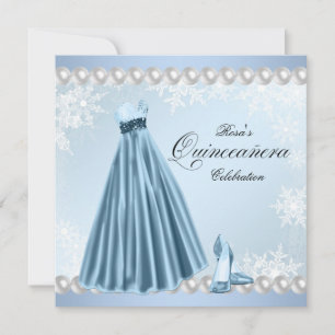 Baby Blue Sneeuwvlok Quinceanera Uitnodigingen