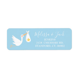 Baby Blue Speciale Bevallings Ooievaar Retouradres Etiket