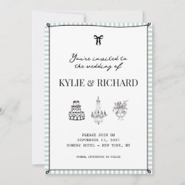 Baby Blue Striped Edge Bewaar de datum Kaart