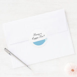 Baby Blue Teacup Envelope Seal & Favoriete Bag Sti Ronde Sticker