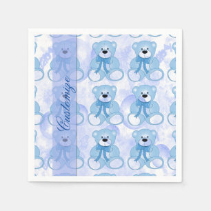 Baby Blue Teddy Bear Pattern Napkins Servet