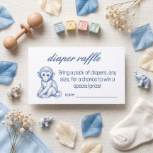 Baby Blue Toile Safari Baby Shower Luiers Raffle I