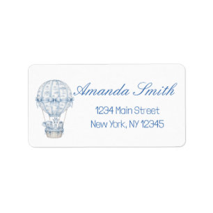 Baby Blue Toile Safari Baby Shower Retouradres Etiket
