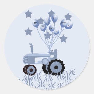 Baby Blue Tractor met ballonnen Stickers