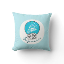 Baby Blue Train Choo Choo Engineer Sierkussen