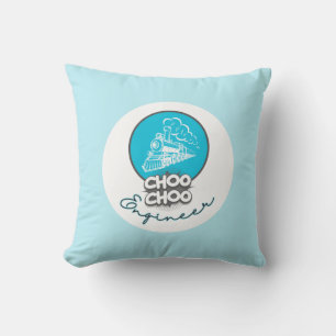 Baby Blue Train Choo Choo Ingénieur Lance Oreiller