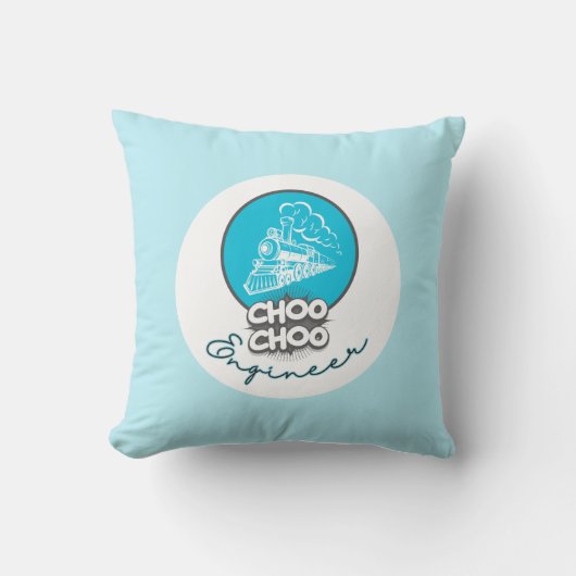 Baby Blue Train Choo Choo Ingénieur Lance Oreiller (Recto)
