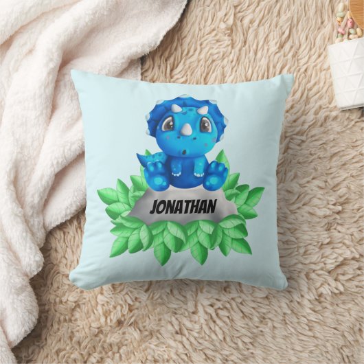 Baby Blue Triceratops Dinosaur Kussen (Deken)