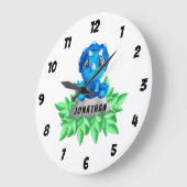 Baby Blue Triceratops Dinosaur Large Clock Grote Klok (Hoek)
