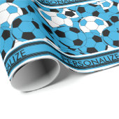 Baby Blue Voetbal Collage Cadeaupapier (Rol Hoek)