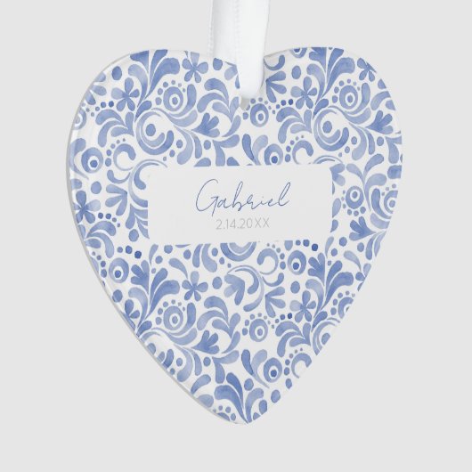 Baby Blue Watercolor NOM NAISSANCE Sweet Heart (devant)