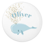 Baby Blue Whale Sparkle Nautical Personal Nursery Keramische Knop (Voorkant)