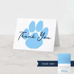 Baby Blue & White Paw Afstuderen vouwen Bedankkaart