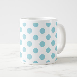 Baby Blue White Polka Dots Pattern Jumbo Mok