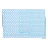 Baby Blue White Polka Dots Pattern Monogramed Kussensloop (Voorkant)